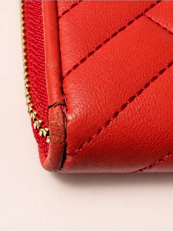 Tory Burch Alexa Poppy Orange Quilted Leather Zip Around Wallet - Image 3