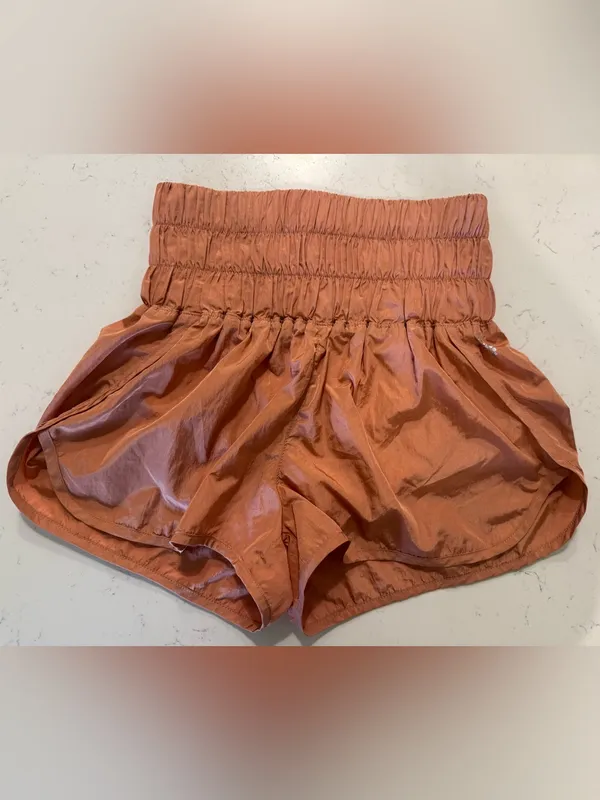Free People Movement Hot Shot Shorts Burnt Orange Shimmer Athletic Lounge Size S - Image 2