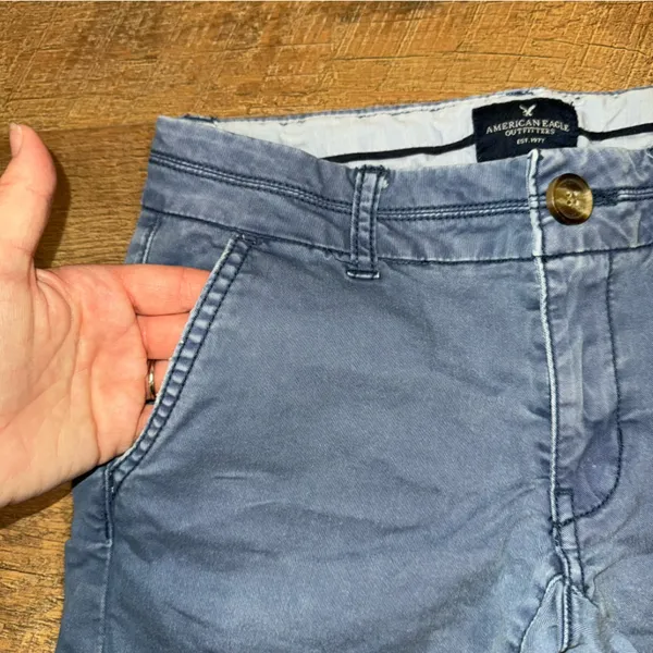 American Eagle Stretch Midi Khaki Shorts - Image 3