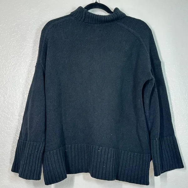 S Sweater Knit Pullover Oversized Wool Blend Funnel Mock Neck Y2K 2000's Black - Image 3