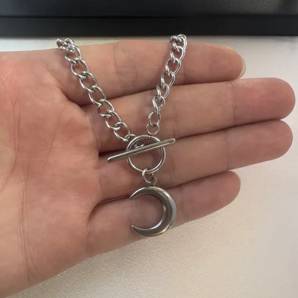 Moon Pendant Necklace for Men Women Streetwear Punk Hip Hop Unisex Style - Image 4