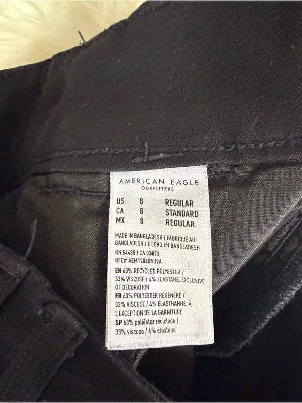 American Eagle Super High Rise Wide Leg Pants Size 8 Black Stretch Trousers - Image 5