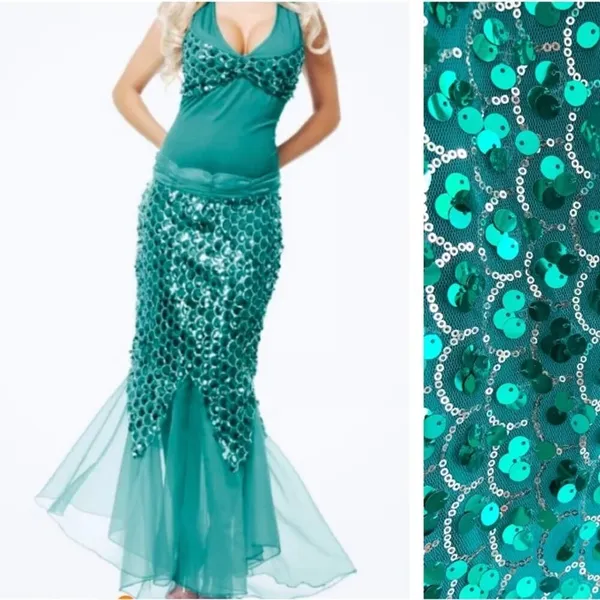 Charades Sequin Mermaid Costume Ariel Halloween Costume NEW Medium - Image 15