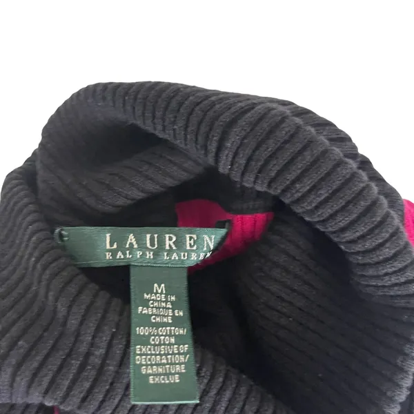 Lauren Ralph Lauren Size Medium Emo Preppy Y2k Striped‎ Turtle Neck Sweater - Image 6