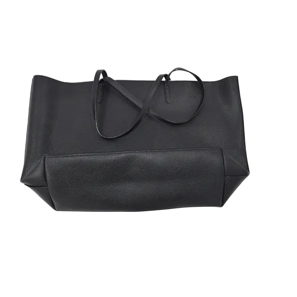 Victoria's Secret Black Pebbled Faux Leather Perforated‎ Logo Tote Silver Inside - Image 2