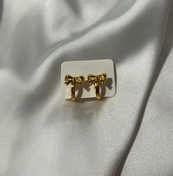 Mini Bow Chunky Gold Hoops - Image 2