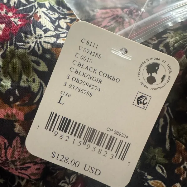 NWT Free People Daybreak Floral Print‎ Long Sleeve Shirt Ruffle Details Large - Image 7
