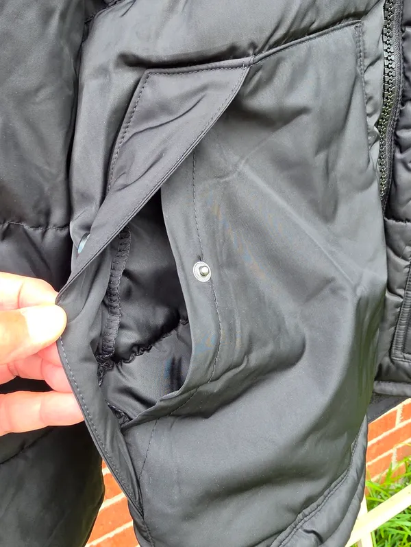 DKNY Puffer Black Sherpa Lined Jacket XL - Image 3