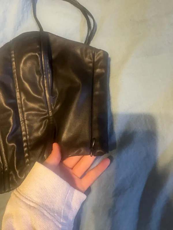 Zara black faux leather corset top - Image 3