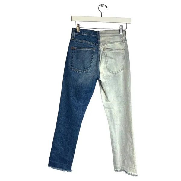 Alice + Olivia Jeans‎ Boyfriend Jeans Two Tone Blue 24 asymmetrical - Image 4
