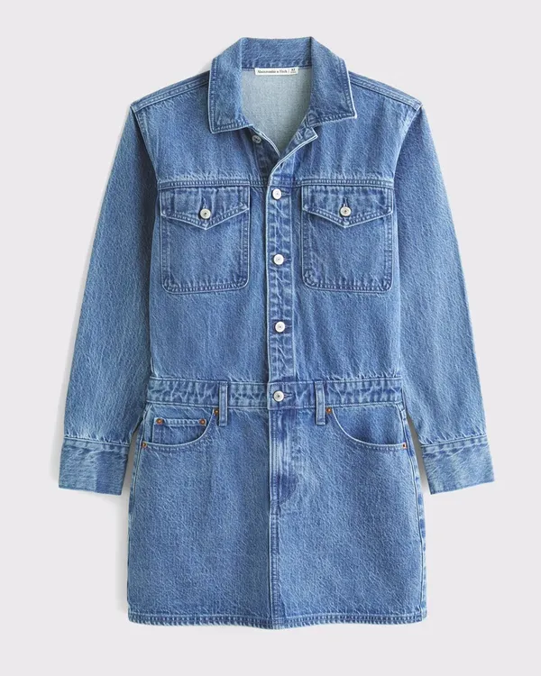 Abercrombie Long-Sleeve Denim Shirt Dress - Image 5