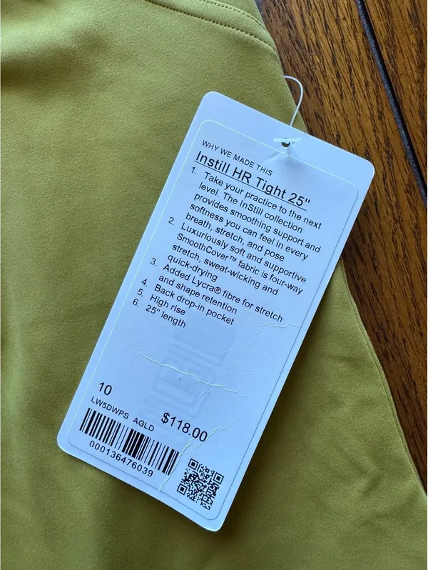 Lululemon Instill High Rise 25” Auric Gold Size 10 NWT - Image 4