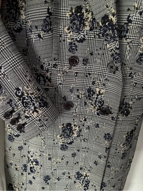 Calvin Klein double-breasted long blazer trench jacket floral print women sz 4 p - Image 3
