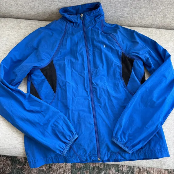 Vintage Danskin Now Track Jacket M Blue Mesh Zip Up Windbreaker Y2K Mom Workout - Image 2