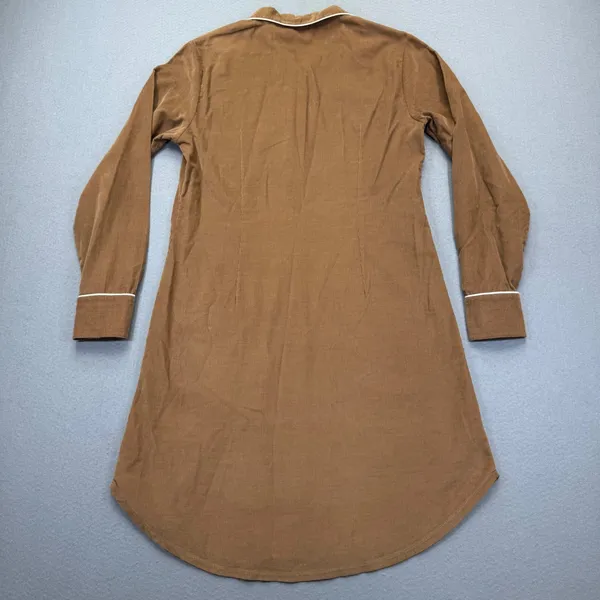 Kayce Hughes Womens Brown Corduroy Shift Dress Size 4 Long Sleeve White‎ Piping - Image 12