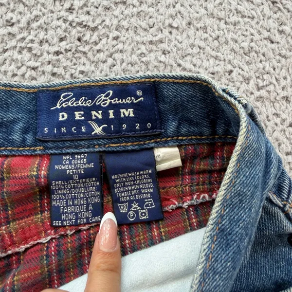 Vintage Eddie Bauer Flannel Lined Jeans 90s High Waisted Blue Denim 27x26 - Image 5