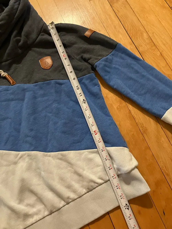 Wanakome Selene Color Block Blue Diagonal Stripes Hoodie Size Small - Image 8