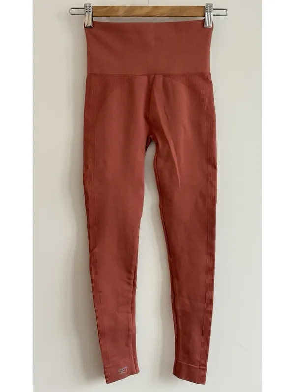 SET Active Sculptflex Seamless High Rise Leggings Terracotta XS Athleisure Yoga - Image 7