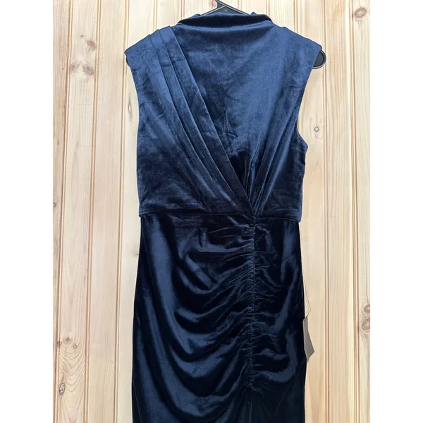 Lulus Alluring Image Navy Blue Ruched Velvet Mock Neck Maxi Dress Party Small - Image 4