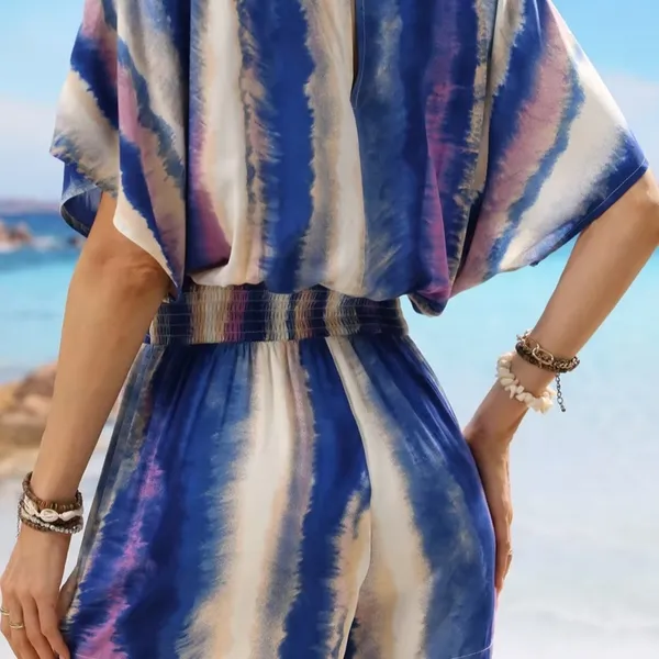 Cupshe Abstract Print V neck Tassel Toe Romper - Image 4