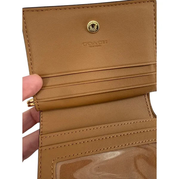 Coach Snap Wallet Signature Bifold Monogram Print‎ Khaki Chalk Neutral Designer - Image 7
