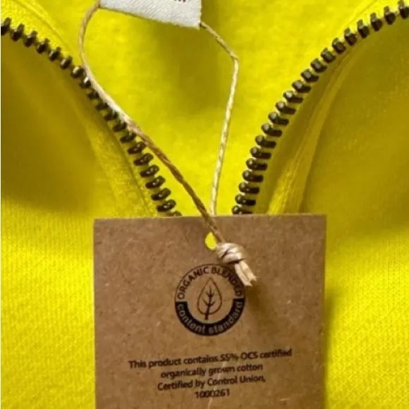 NWT Amazon Aware Relaxed Fit Half Zip‎ Tunic Sweatshirt Neon Lime – XXS Yellow - Image 3