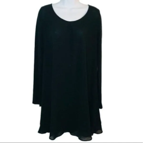 Ya Los Angeles Sweater Swing Button Dress Black M - Image 3