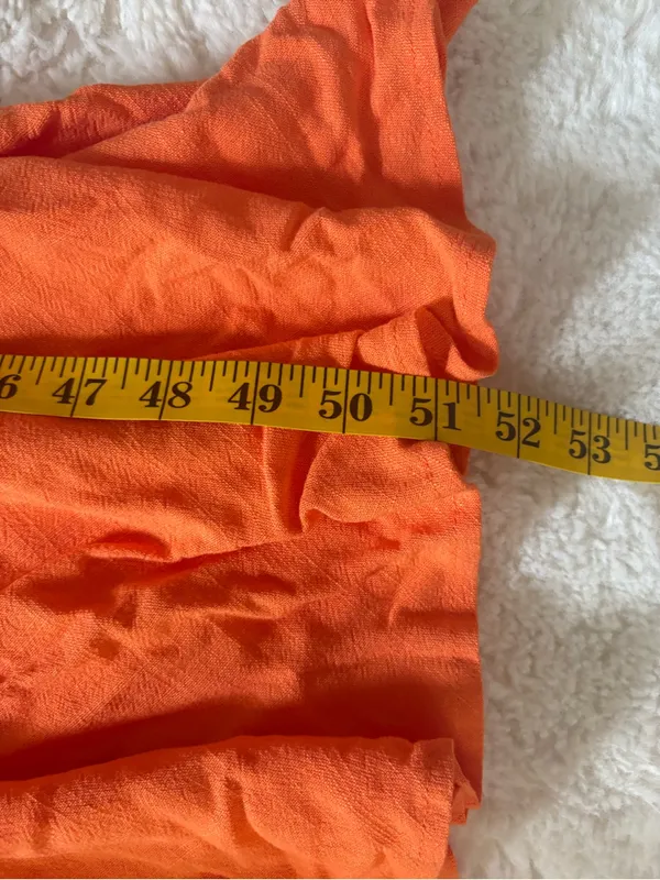 Lulus Casual Enchantment Orange Linen Off-the-Shoulder Midi Dress Size Medium - Image 8