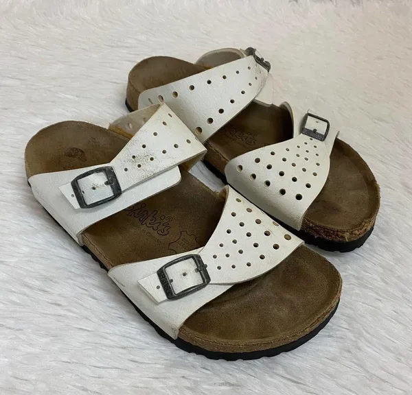 Birkenstock Birki's White Perforated Buckle Strap Sandals Size 240 US 6-6.5 - Image 2