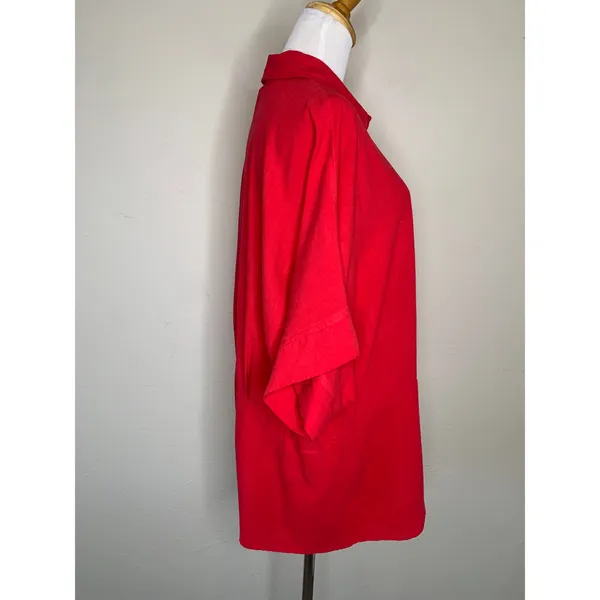 Entro Red Romper Sz Large Boho Casual Loungewear Linen Blend - Image 4