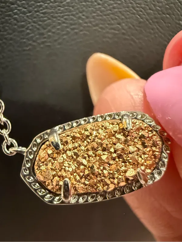 Kendra Scott | Two Toned Plated Layered Necklace with Gold Druzy Pendant - Image 2