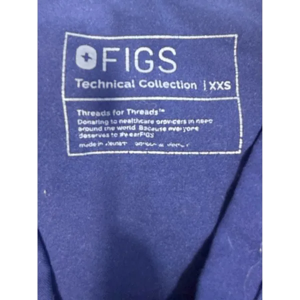 FIGS Technical Collection Scrub Top Womens XXS Navy Blue V Neck Medical Uniform - Image 2