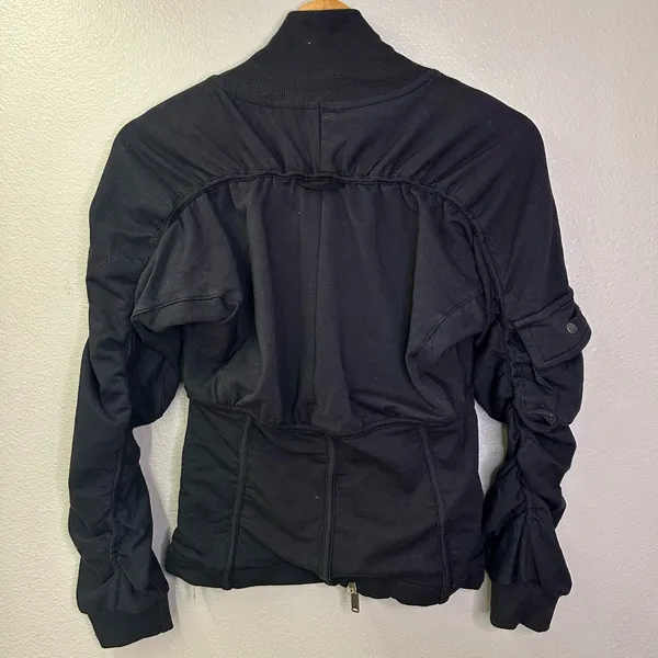 NEW Free People Movement Foundation Ruched Seam Jacket in Black Bomber Jacket - Image 8