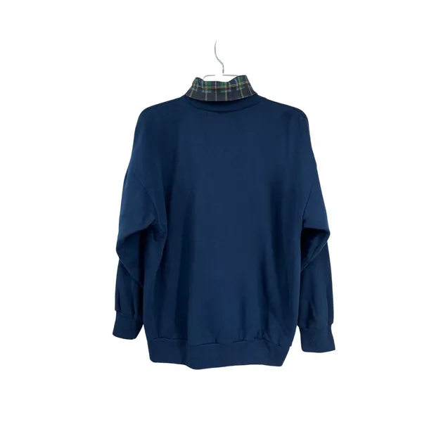 Vintage Basic Editions Turtleneck Sweatshirt Womens M Teddy Bear Plaid USA - Image 2