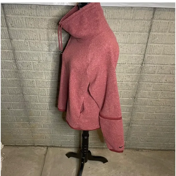 Nike Fleece Mock‎ Neck Pullover Sweater Coral Pink Women's Size M - Image 3