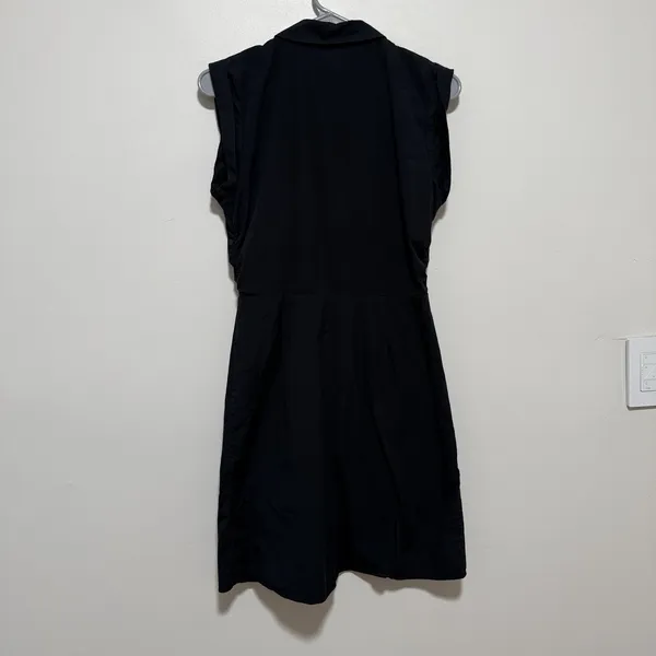 Veronica Beard Black Ferris Stretch Poplin Ruched Shirt Dress Size 4 - Image 6