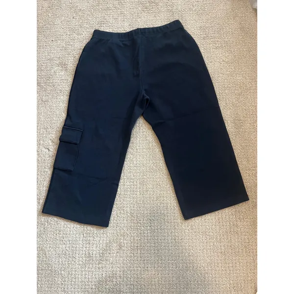 Amber Sun Cargo‎ Capri Pants Womens L Navy Blue Cropped Wide Leg Loungewear - Image 2