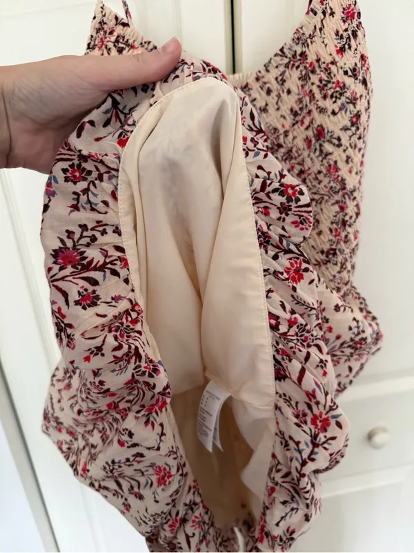 NWT American Eagle Bella Floral Bubble Mini Dress in Cream Size Medium - Image 7