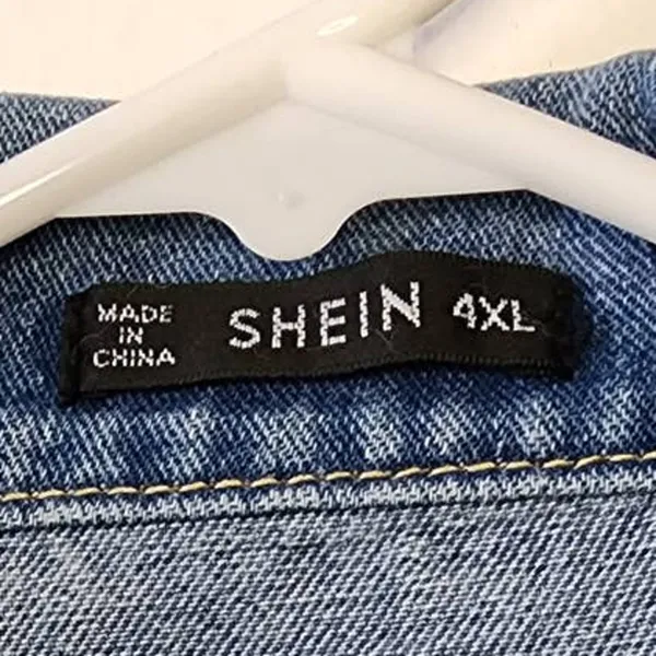 SHEIN Distressed Blue Denim Trucker Jacket Plus Size 4XL - Image 3