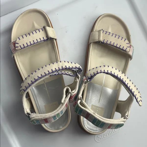 Dolce Vita Senora Stitched Sandals Ivory Multi Nubuck (Sz 9) - Image 4
