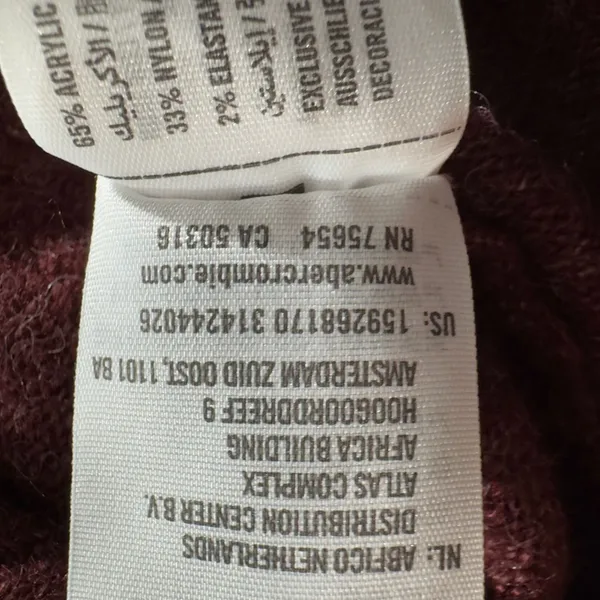 3275 | Y2K Abercrombie & Fitch Henley Sweater Dress Burgundy Women S - Image 10