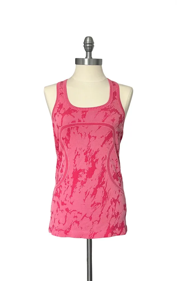 Lululemon Swiftly Tech Racerback Tank Heathered Bon Bon Sz 6 Pink Static Pattern - Image 4