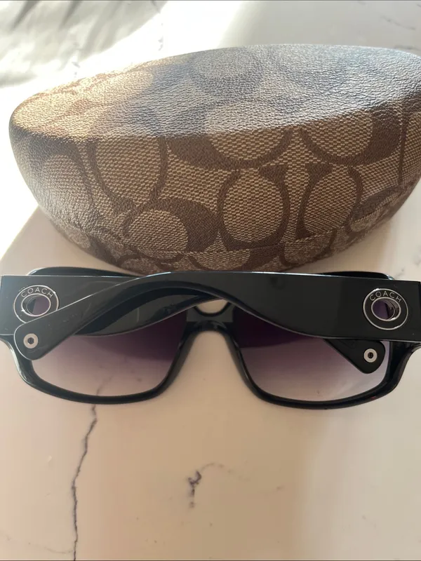 Coach Black Frame Sunglasses with Purple Gradient Lenses - Image 2