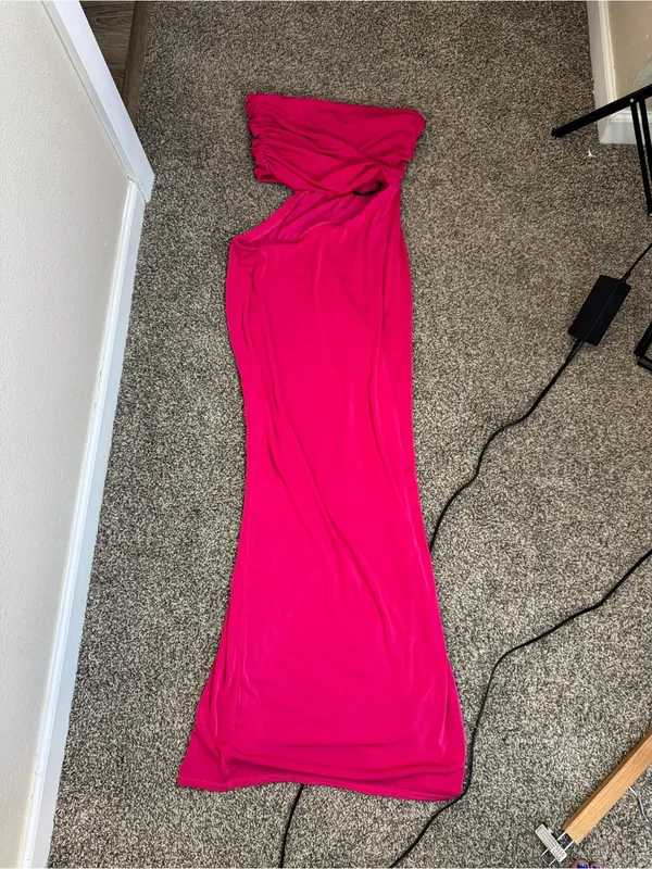 Revolve NBD Hot Pink Lotte Maxi Dress Gown Womens M Strapless Baddie Cut Out - Image 10