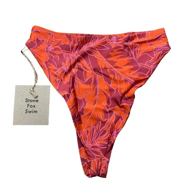 NWT Stone Fox Swim x Free People Sumatra Bikini Bottom in Rose Palm Size Small - Image 6