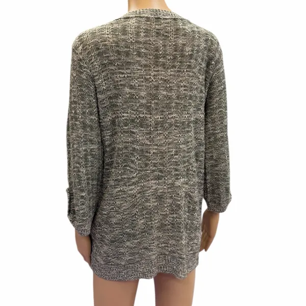 Maurices Open Front Textured Knit Cardigan Womens Large Olive Cream - Image 7