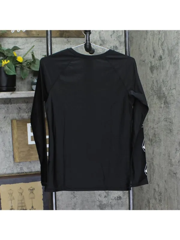 NWT Volcom Womens Long Sleeve Rashguard Top O0312301 Jet Black L - Image 4