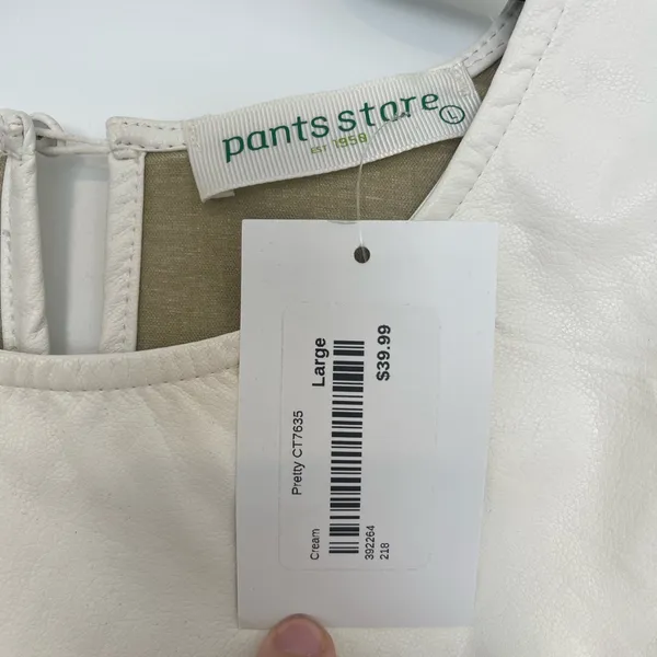 NWT White leather top with short flutter sleeves from The Pants Store - Image 3