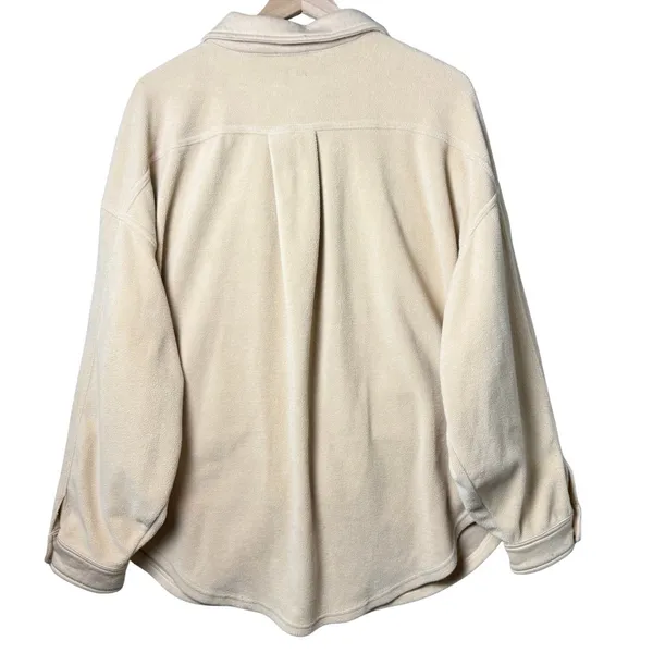 BiBi Fleece Buttoned Down Oversized Shirt Jacket Tan Fall Winter Women’s Size XL - Image 2
