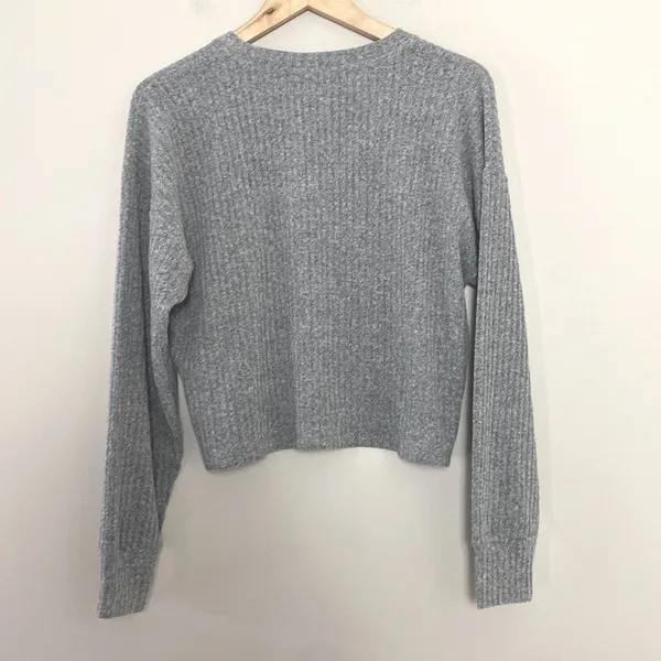 Aritzia Wilfred Free Ribbed Sweater Crewneck Gray Lightweight Size L - Image 4